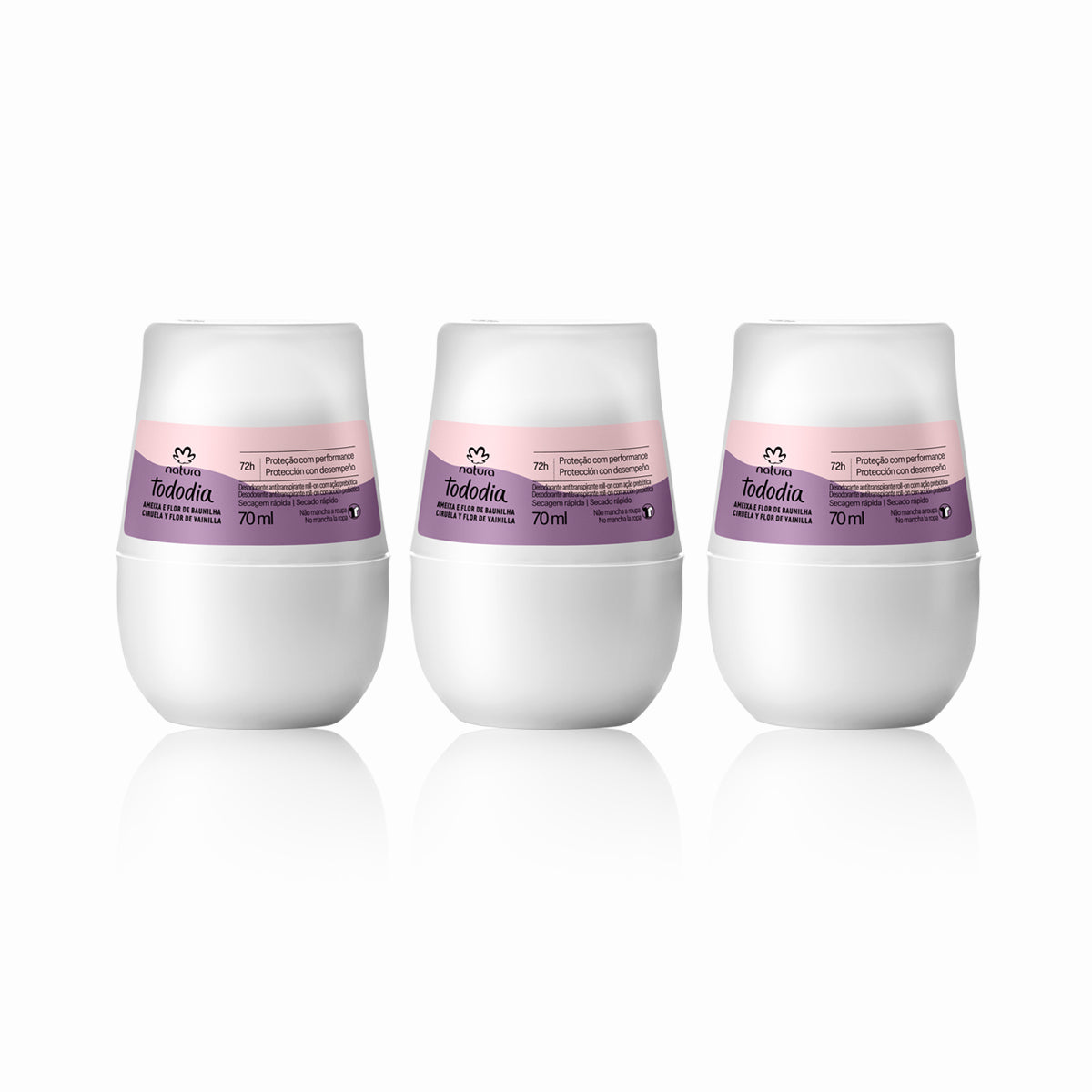 Kit Desodorante Antitranspirante Roll-on Ameixa e Flor de Baunilha (3 unidades)